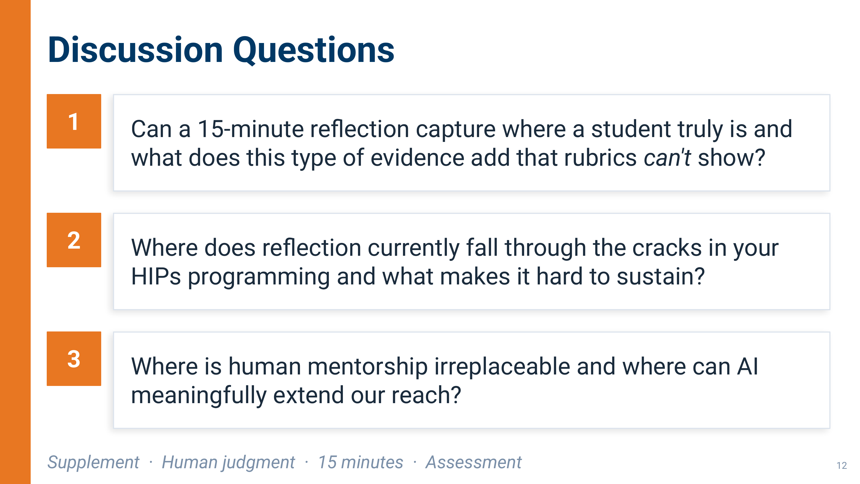A Clear Path Forward to Incorporate AI Enhanced Reflection Tools Effectively in HIPs - Slide 13
